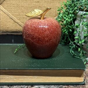 Stone Apple Decor with Gold Leaf
